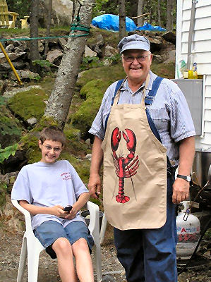 Tony and friend cooking lobsters