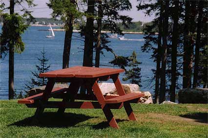 Picnic table at seasonal site by the ocrean