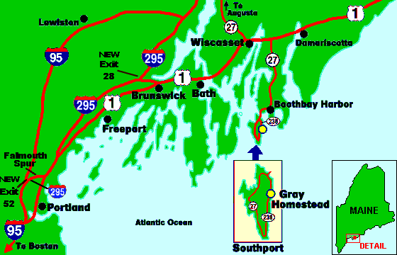 map Gray Homestead camping Southport Maine