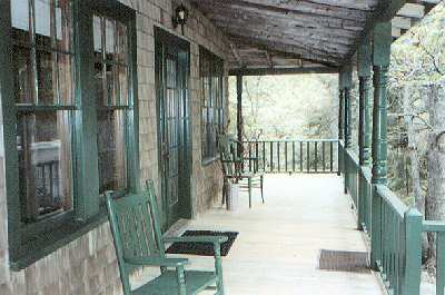 clubhouse cottage porch- Gray Homestead cottage rental in Maine near Boothbay Harbor